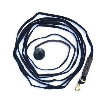 Lunge Line Cotton Webbing, Rubber Stopper, Brass Plated Bolt Snap, 27' ft., Black #45431