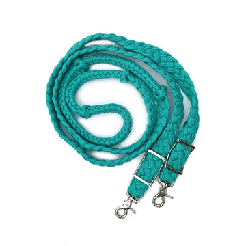 Braided Barrel / Roping Reins 8 ft, 2 Nickel Plated Scissor Snaps, Solid Colors