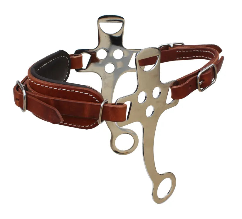 Horse Adjustable Leather Padded Training Hackamore