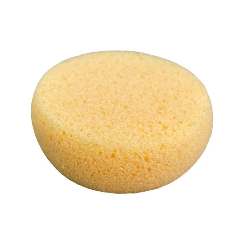 A pack of 12 beige tack sponges, each round in shape, for horse grooming, displayed with a yellow star indicating a '12-pack'.