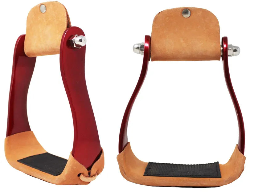 Barrel Racing Red Aluminum Stirrups