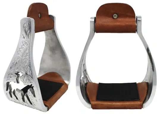 Aluminum Bell Engraved Cut-Out Stirrups