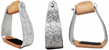 Western Aluminum Engraved Roper Angled Slanted Stirrups #50114