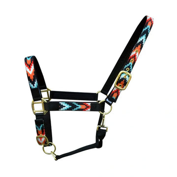 Nylon Black Nylon Multi-Color Printed Neoprene Comfort Adjustable Halter, Turquoise