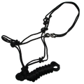 Easy-On Horse Rope Halter w/ 8' Detachable Lead Black