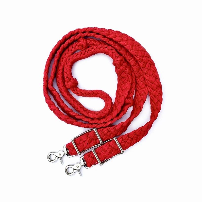 Braided Barrel / Roping Reins 8 ft, 2 Nickel Plated Scissor Snaps, Solid Colors