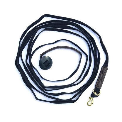 Lunge Line Cotton Webbing, Rubber Stopper, Brass Plated Bolt Snap, 27' ft., Black #45431