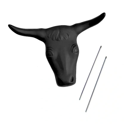 Professional Roping Training Head - Steer Head, Black, 2 Metal Bale Spikes #40201