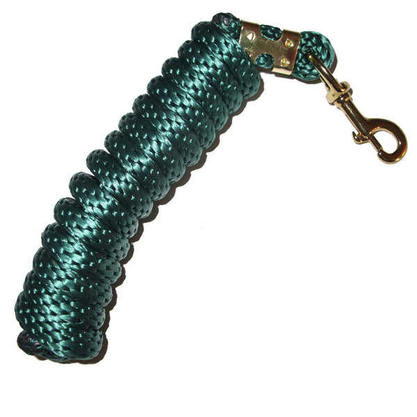 5/8" x 9' Poly Lead Rope, Brass Plated Bolt Snap, Solid Colors