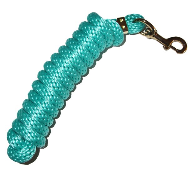 5/8" x 9' Poly Lead Rope, Brass Plated Bolt Snap, Solid Colors