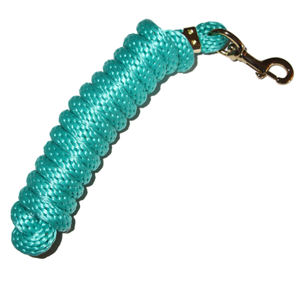 5/8" x 9' Poly Lead Rope, Brass Plated Bolt Snap, Solid Colors