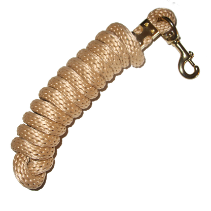 5/8" x 9' Poly Lead Rope, Brass Plated Bolt Snap, Solid Colors