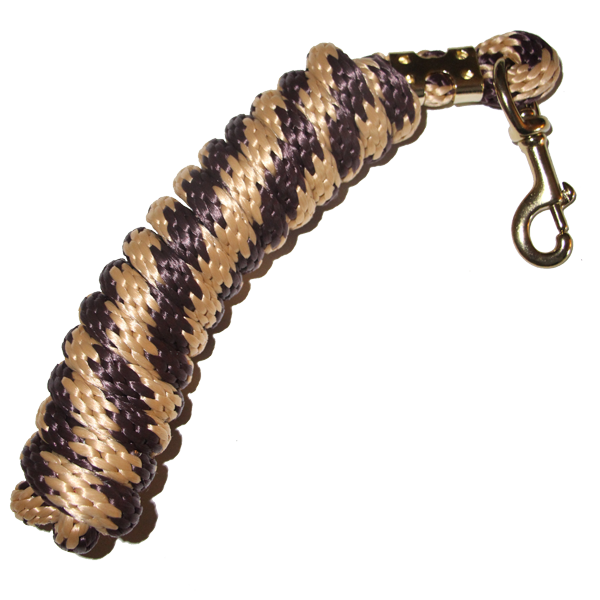 5/8" x 9' Poly Lead Rope, Brass Plated Bolt Snap, Two Tone Colors