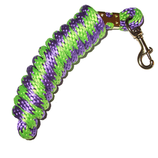 5/8" x 9' Poly Lead Rope, Brass Plated Bolt Snap, Two Tone Colors