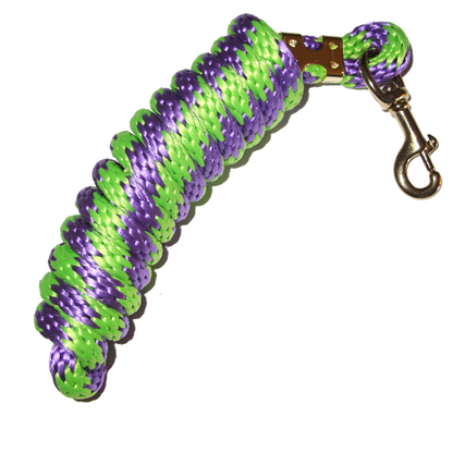 5/8" x 9' Poly Lead Rope, Brass Plated Bolt Snap, Two Tone Colors