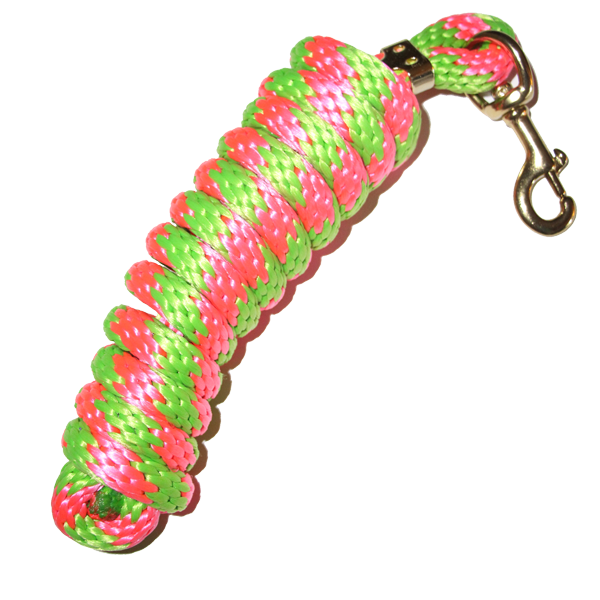 5/8" x 9' Poly Lead Rope, Brass Plated Bolt Snap, Two Tone Colors