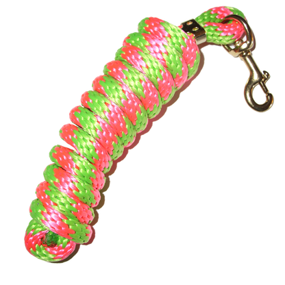 5/8" x 9' Poly Lead Rope, Brass Plated Bolt Snap, Two Tone Colors