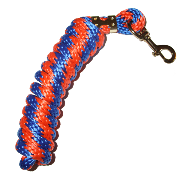 5/8" x 9' Poly Lead Rope, Brass Plated Bolt Snap, Two Tone Colors