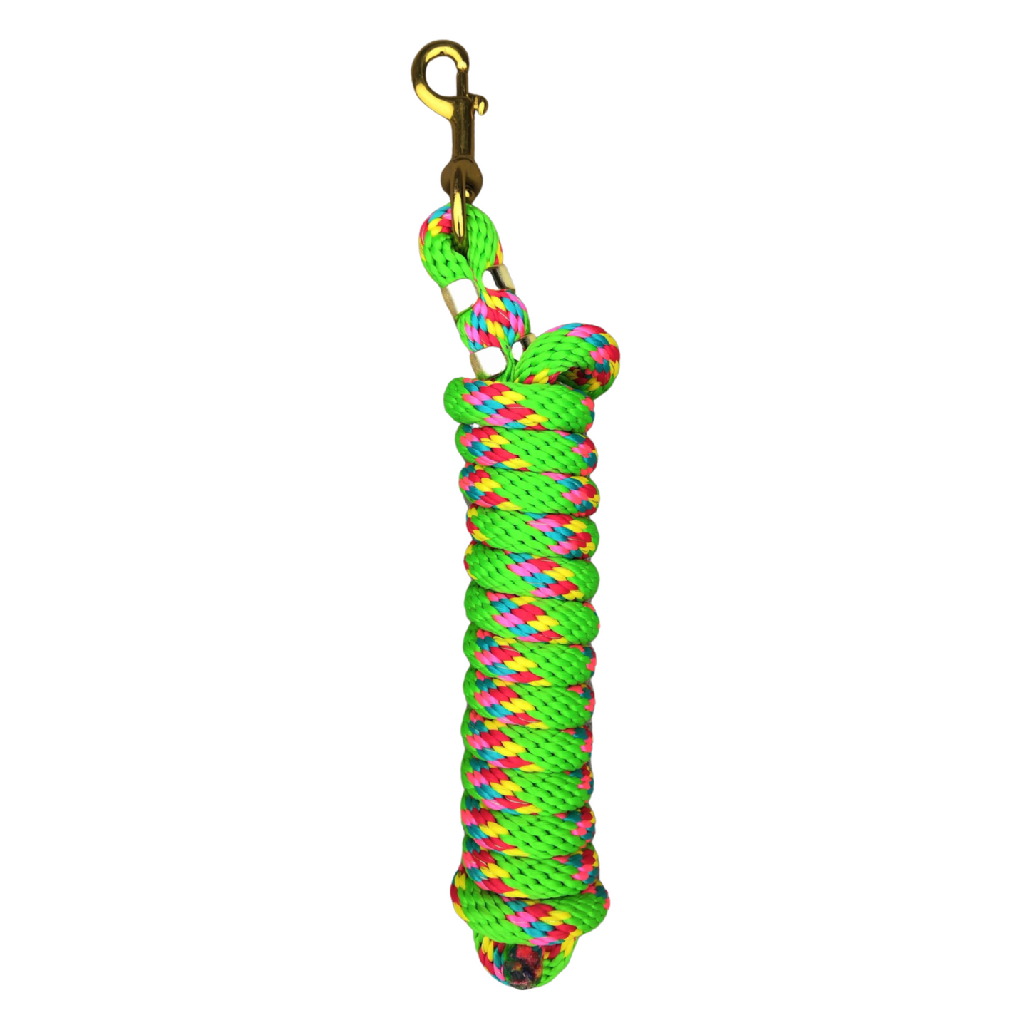 5/8" x 9' Poly Lead Rope, Brass Plated Bolt Snap, Rainbow Colors