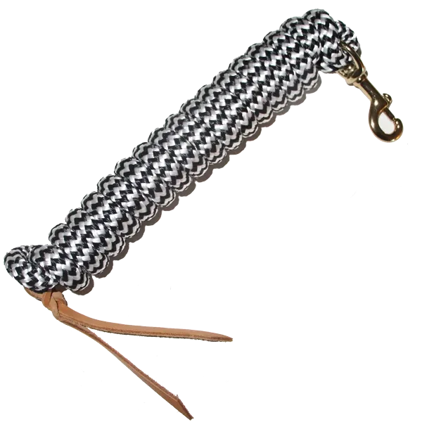 Cowboy Lead Rope 5/8" x 9', BP Bolt Snap, Leather Popper, 2 Tone Colors