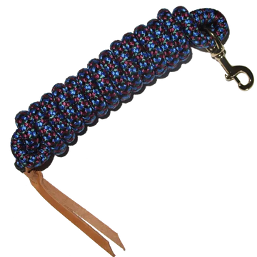Cowboy Lead Rope 5/8" x 9', Brass Plated Bolt Snap, Leather Popper, Multi Color