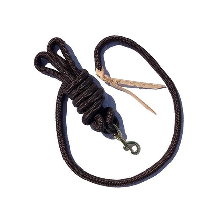Cowboy Lead Rope 5/8" x 9', Brass Plated Bolt Snap, Leather Popper