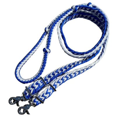 Braided Barrel / Roping Reins 8 Ft, 2 Nickel Plated Scissor Snaps, 2 Tone Colors