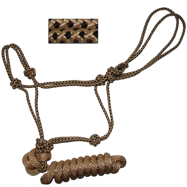 Rope Halter, Diamond Braided with 8' Lead