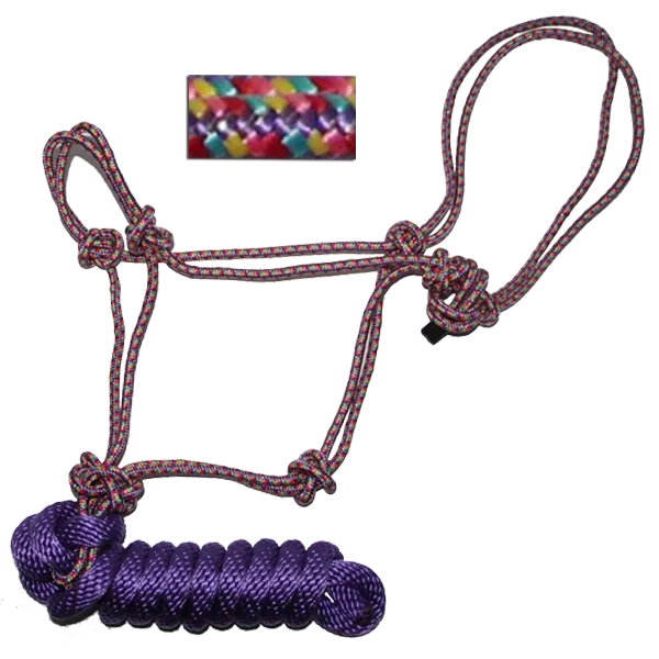Rope Halter, 5/16" Diamond Multi Braided with 8' Lead