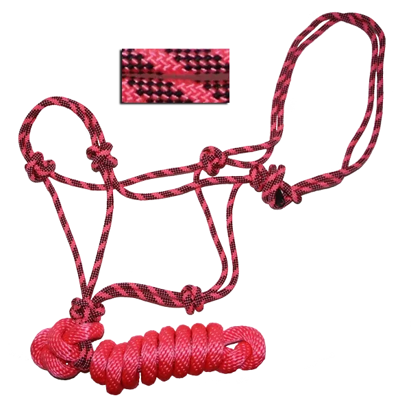 Rope Halter 5/16" 32-Spindle Rope, 8' Detachable Lead