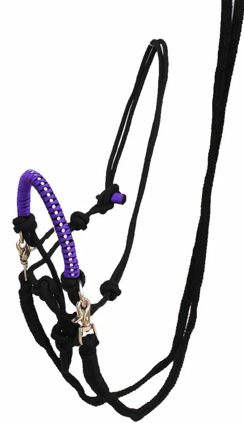 Side Pull Rope Halter with Crystals on Noseband