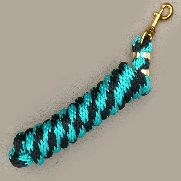 5/8" x 9' Poly Lead Rope, Brass Plated Bolt Snap, Two Tone Colors