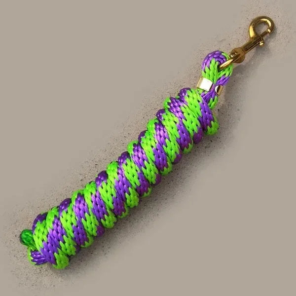 5/8" x 9' Poly Lead Rope, Brass Plated Bolt Snap, Two Tone Colors