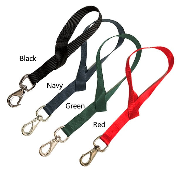 Four adjustable nylon webbing bucket straps in different colors with nickel-plated snaps: Black, Navy, Green, and Red.