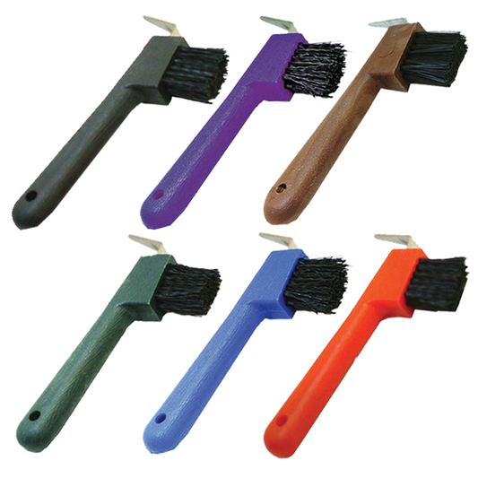 Hoof Pick with Brush and Metal Pick 7"
