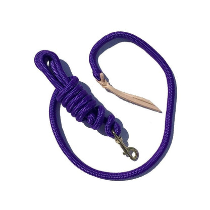 Cowboy Lead Rope 5/8" x 9', Brass Plated Bolt Snap, Leather Popper