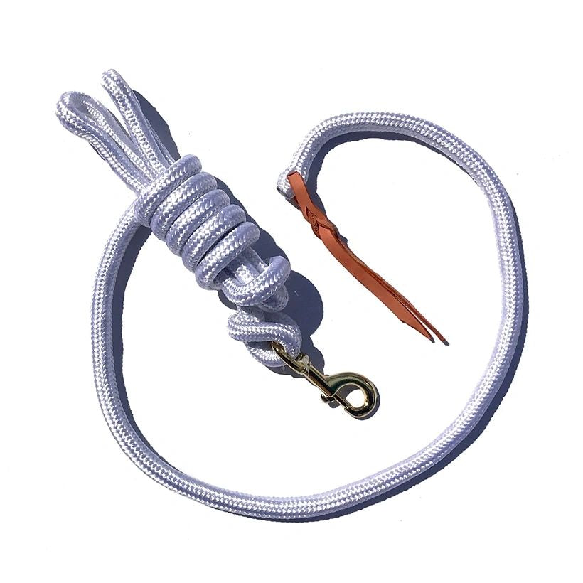 Cowboy Lead Rope 5/8" x 9', Brass Plated Bolt Snap, Leather Popper