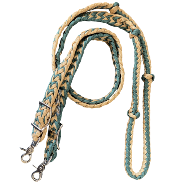 Braided Barrel / Roping Reins 8 Ft, 2 Nickel Plated Scissor Snaps, 2 Tone Colors