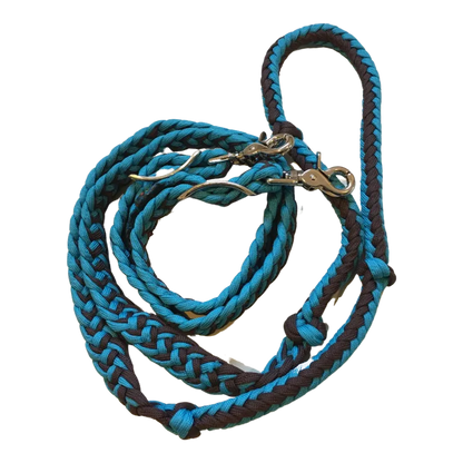 Braided Barrel / Roping Reins 8 Ft, 2 Nickel Plated Scissor Snaps, 2 Tone Colors