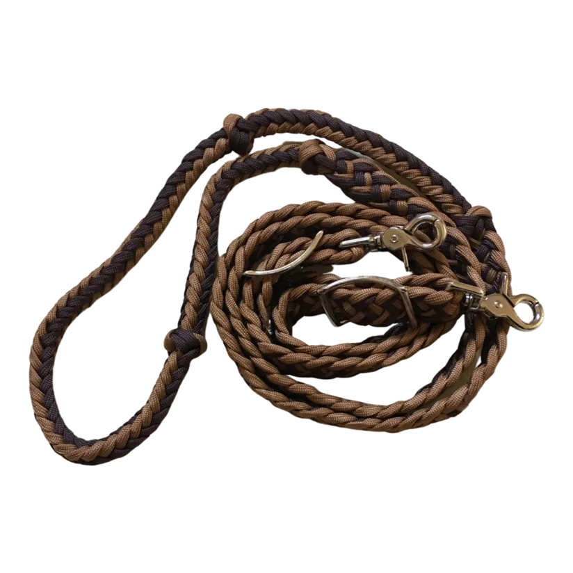 Braided Barrel / Roping Reins 8 Ft, 2 Nickel Plated Scissor Snaps, 2 Tone Colors