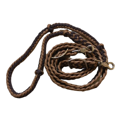 Braided Barrel / Roping Reins 8 Ft, 2 Nickel Plated Scissor Snaps, 2 Tone Colors