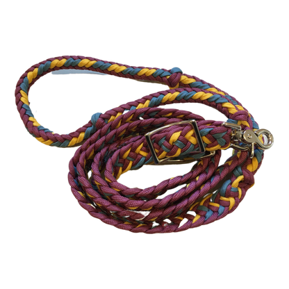 Braided Barrel / Roping Reins 8 ft, 2 Nickel Plated Scissor Snaps, Multi Tone Colors