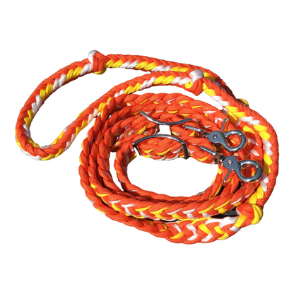 Braided Barrel / Roping Reins 8 ft, 2 Nickel Plated Scissor Snaps, Multi Tone Colors