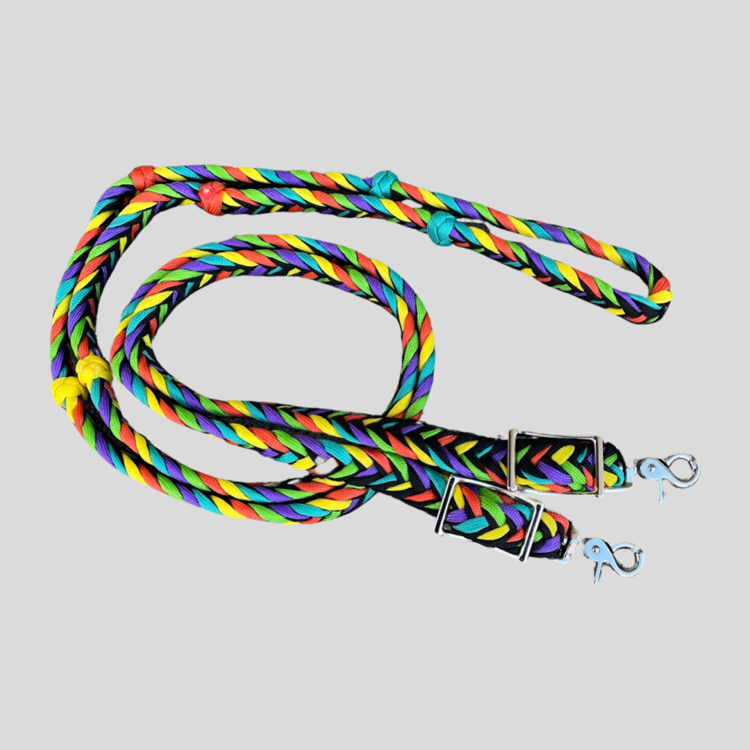 Braided Barrel / Roping Reins 8 ft with 2 Nickel Plated Scissor Snaps 2 NEW COLORS