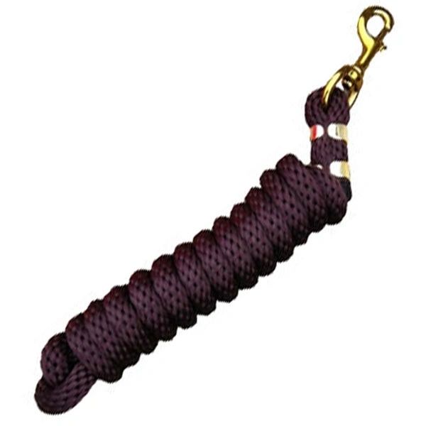 5/8" x 9' Poly Lead Rope, Brass Plated Bolt Snap, Solid Colors