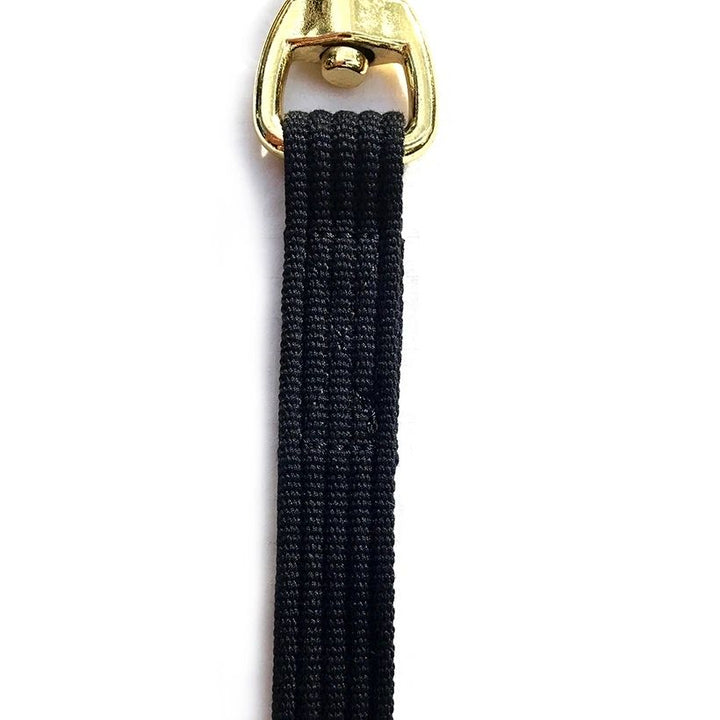 Lunge Line Cotton Webbing 25' w/ 30" Brass Plated Chain / Black #45432