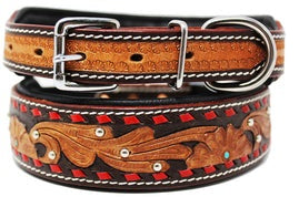 Dog Puppy Collar Genuine Cow Leather Padded Canine #96098