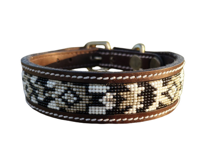 Epic Padded Leather Dog Collar with Beaded Design A