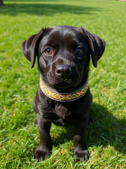 Epic Padded Leather Dog Collar with Beaded Design E