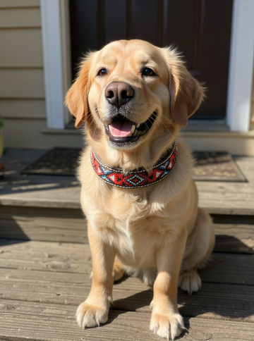Epic Padded Leather Dog Collar with Beaded Design #H